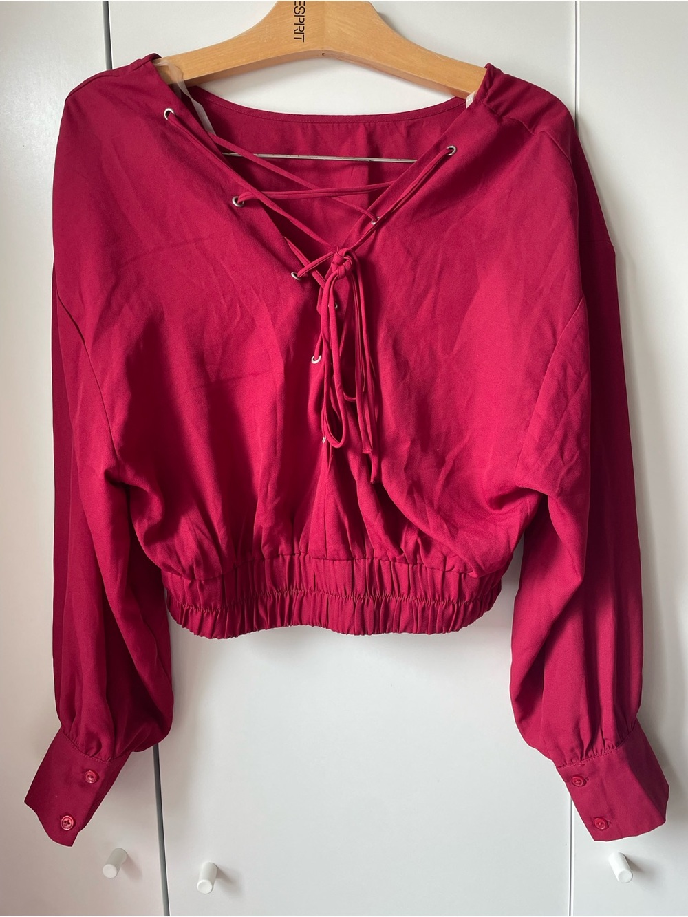 Lace-Up Top in Deep Raspberry